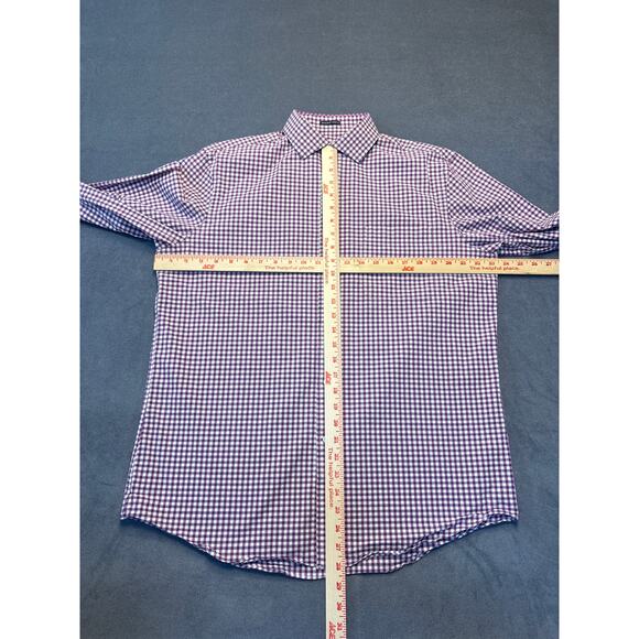 Tommy Hilfiger Men Sz L Purple & White Checked Reg Fit Stretch Long Sleeve Shirt - Picture 5 of 8